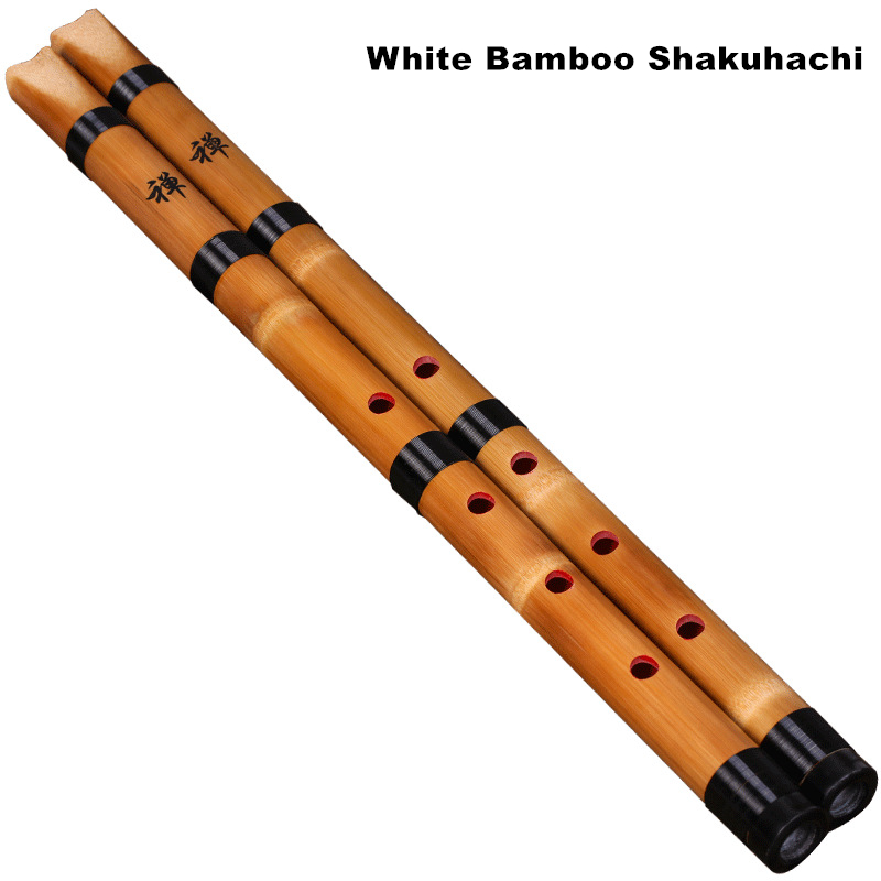 Musical Instrument In Chinese - Handmade Natural White Bamboo Shakuhachi Chiba