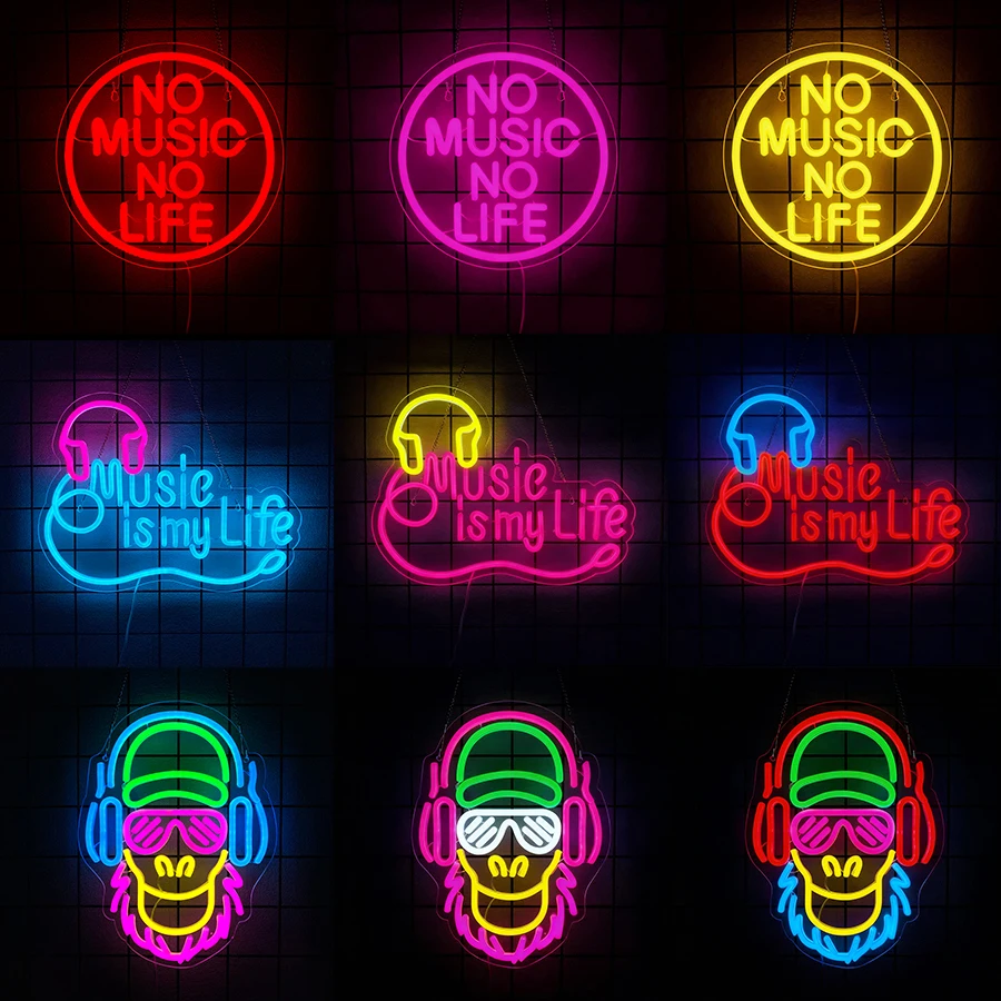 Musical Instrument Sign - Bedroom,Studio,Music Party,Man Cave,Bar,Gaming Aesthetic Music Neon