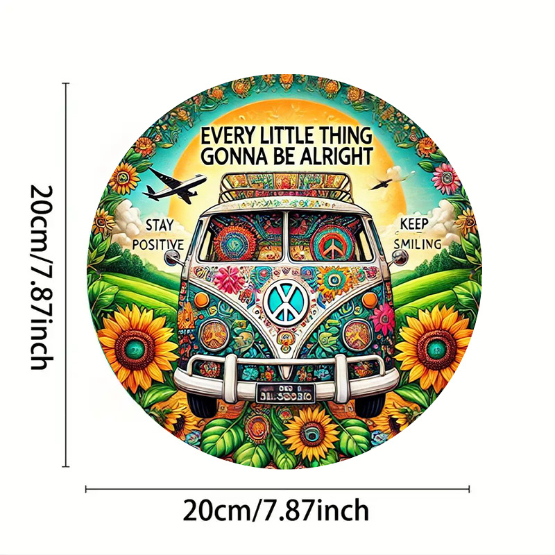 Retro Peace Van & Sunflower Me - Musical Instrument Sign ulasan dan harga