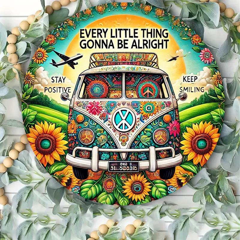 Retro Peace Van & Sunflower Me - Musical Instrument Sign ulasan dan harga
