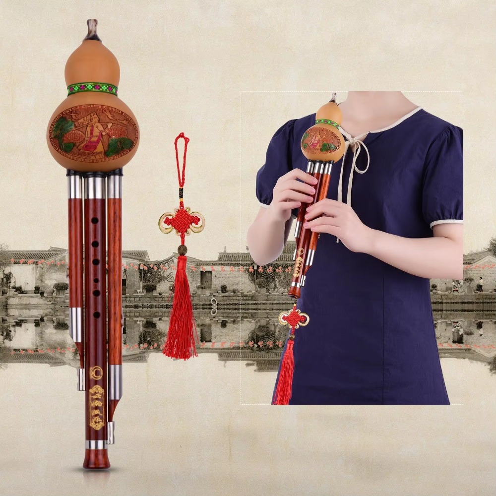 3-Tone C Key Hulusi Gourd Flut - Musical Instrument In Chinese ulasan dan harga