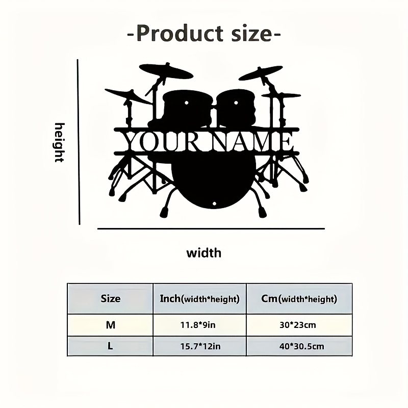 Custom Drum Set Metal Wall Art - Musical Instrument Name ulasan dan harga