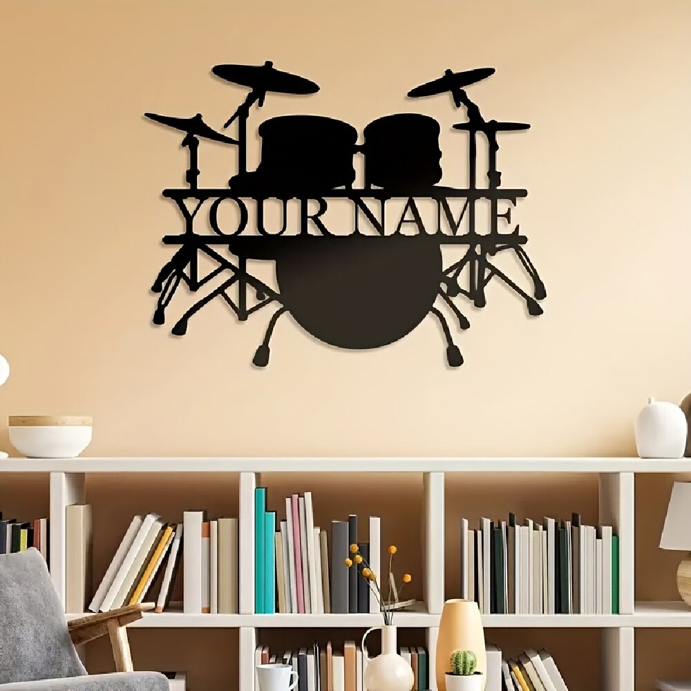 Custom Drum Set Metal Wall Art - Musical Instrument Name ulasan dan harga