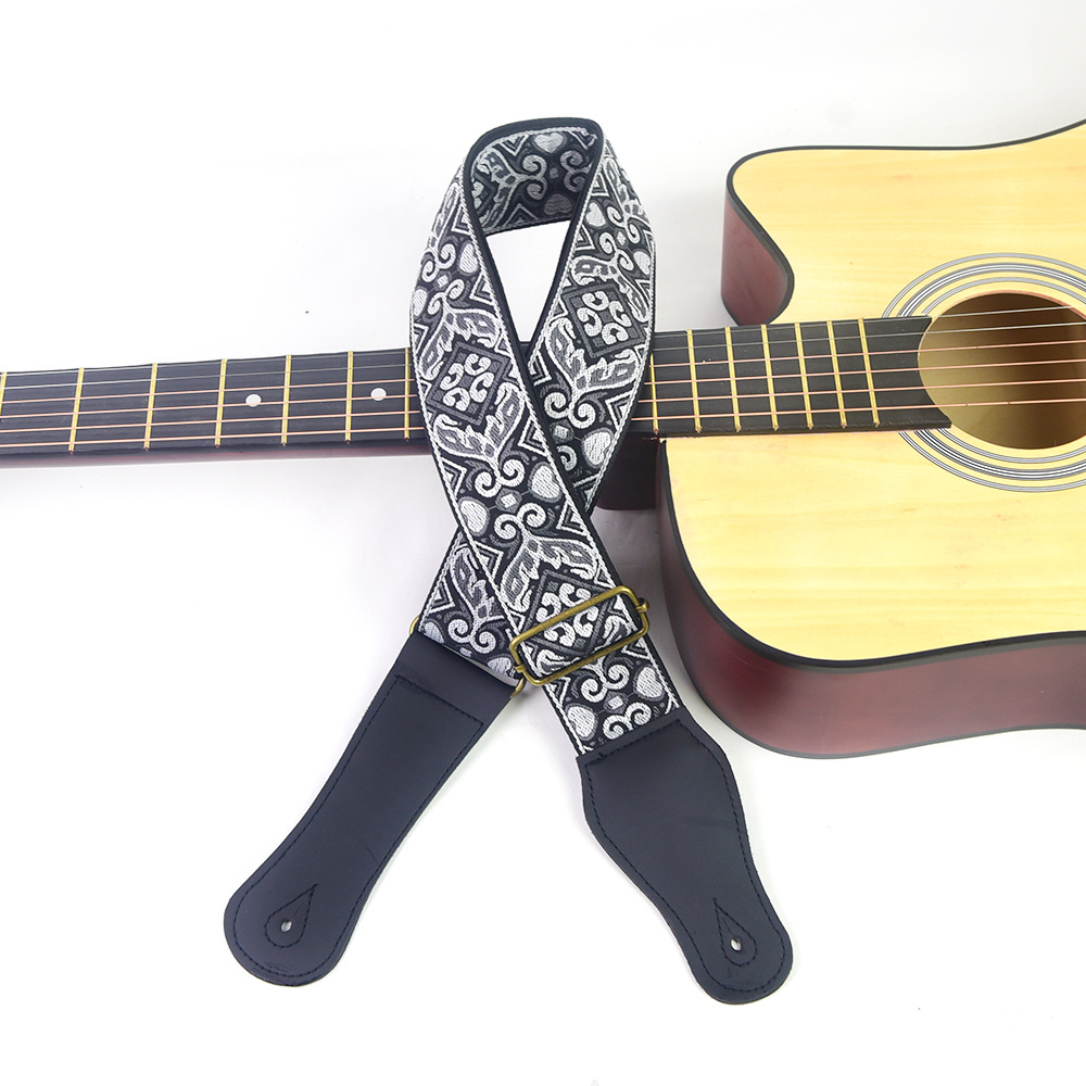 Guitar Strap Embroidered Print - Musical Instrument In English ulasan dan harga