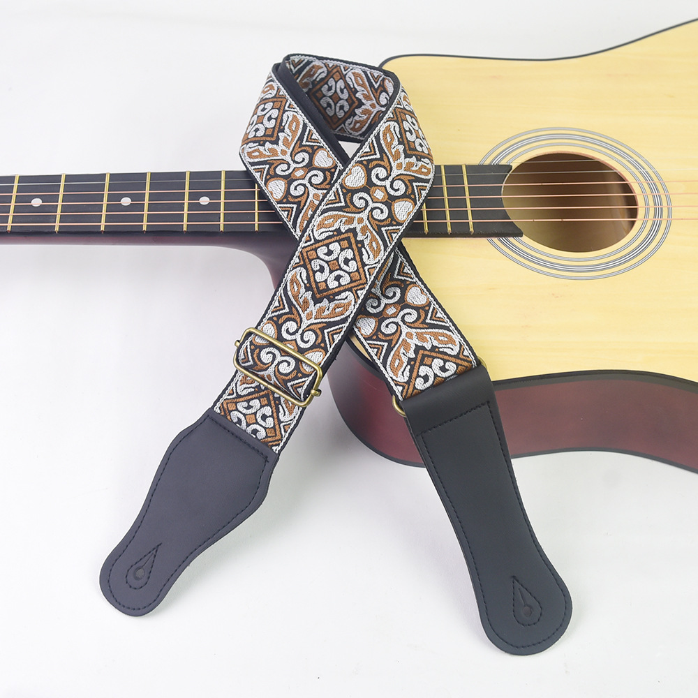 Guitar Strap Embroidered Print - Musical Instrument In English ulasan dan harga