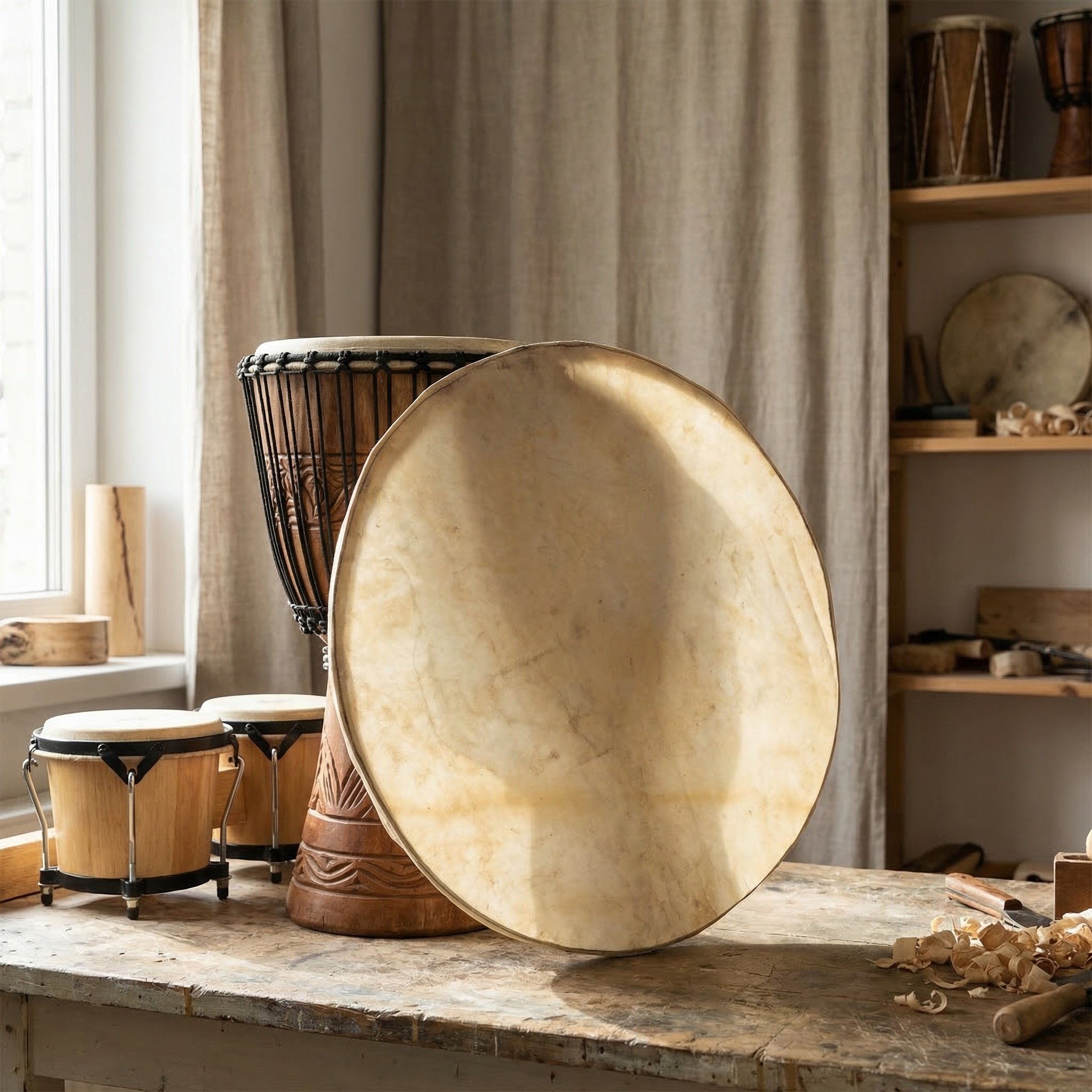Flat Round 15 Inch Goatskin Dr - Frame Drum Goat Skin ulasan dan harga