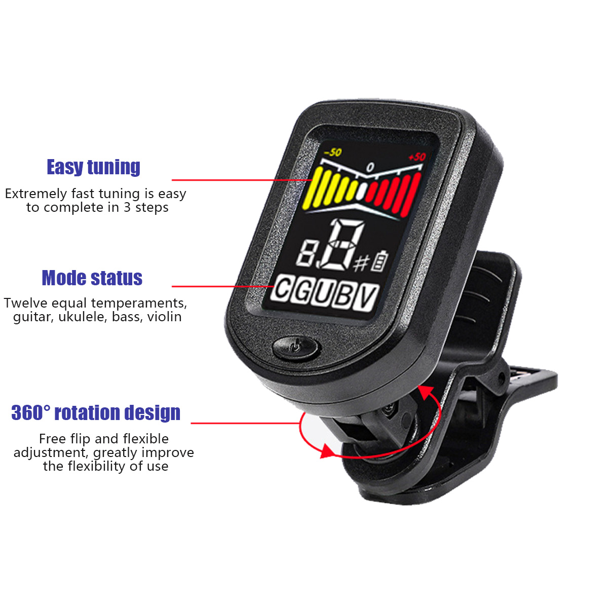 Clip-On Guitar Tuner with Regu - Musical Instrument In English ulasan dan harga